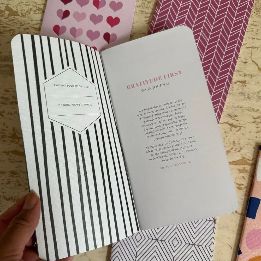 Five May Designs “skinny”notebooks - pink and peach tones